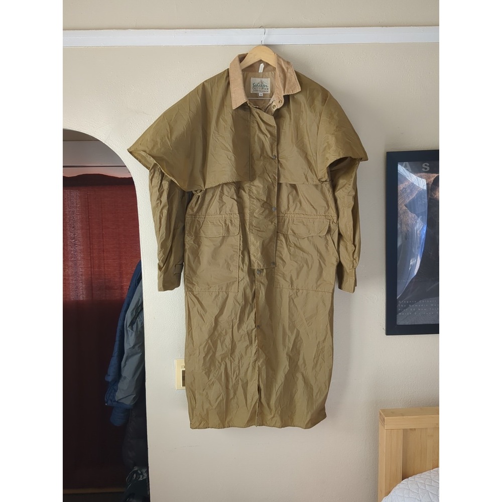 Vtg Schaefer Outfitter Rain Jacket‎ Trench Lightweight Western Khaki Medium Mens